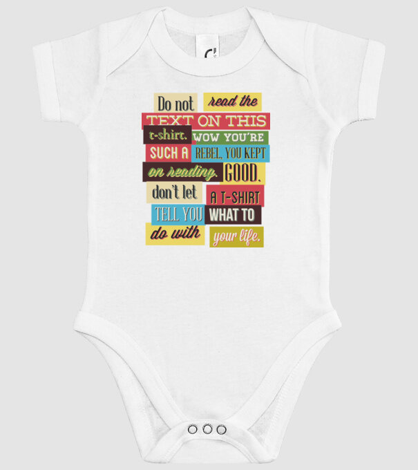 Do not read the text on this t shirt model alb pe tricou