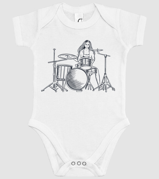 Fată Bateristă model alb pe tricou