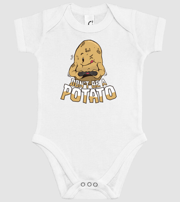 'Don''t be a Potato Gamer' model alb pe tricou