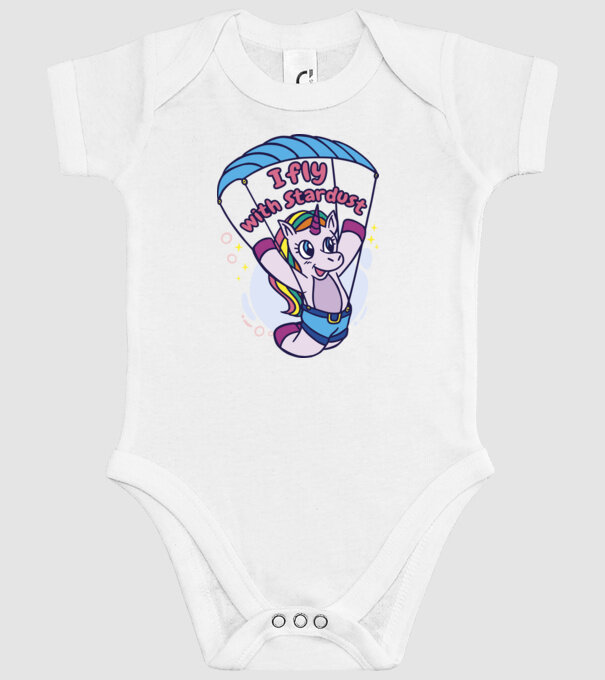 Unicorn parașutist model alb pe tricou