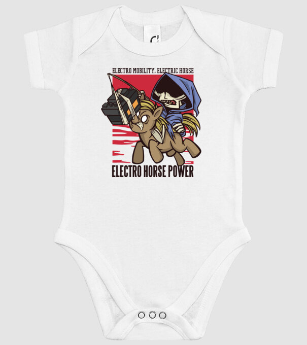 Cai putere electric model alb pe tricou