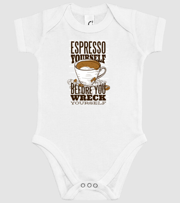 Espresso Yourself cu Cafea model alb pe tricou