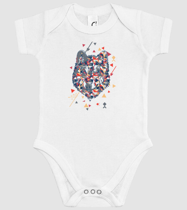 Lup - abstract model alb pe tricou