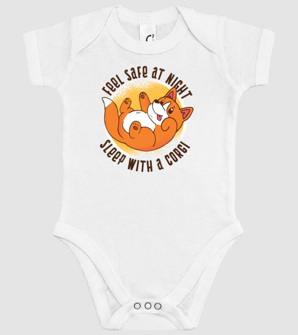Feel safe at night, Sleep with a Corgi model alb pe tricou