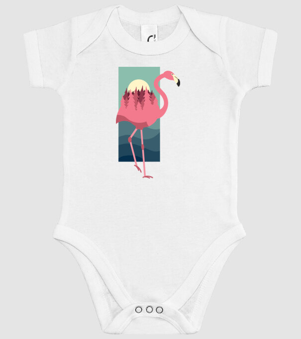 Flamingo Design model alb pe tricou