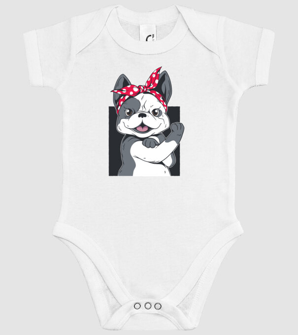 Bulldog Francez model alb pe tricou