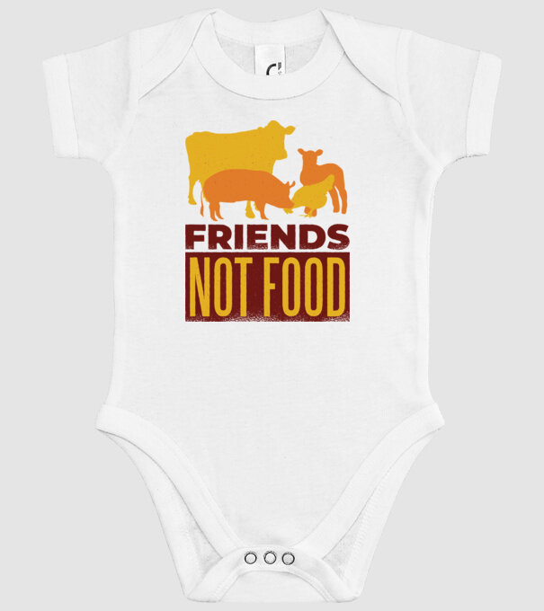 Friends not Food Vegán model alb pe tricou