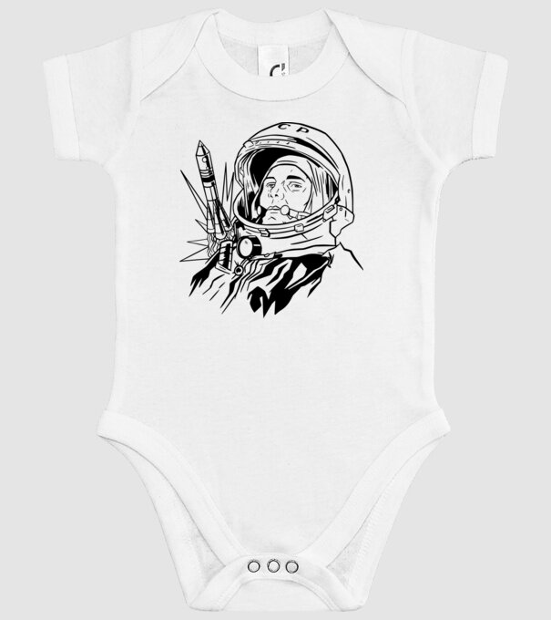 Astronautul Gagarin model alb pe tricou
