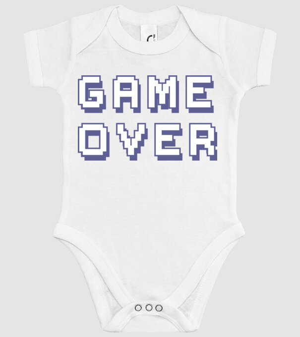 Game Over model alb pe tricou