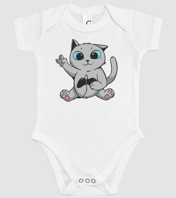 Pisică Gamer model alb pe tricou