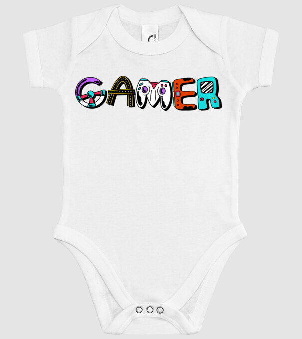 Inscripție Gamer model alb pe tricou