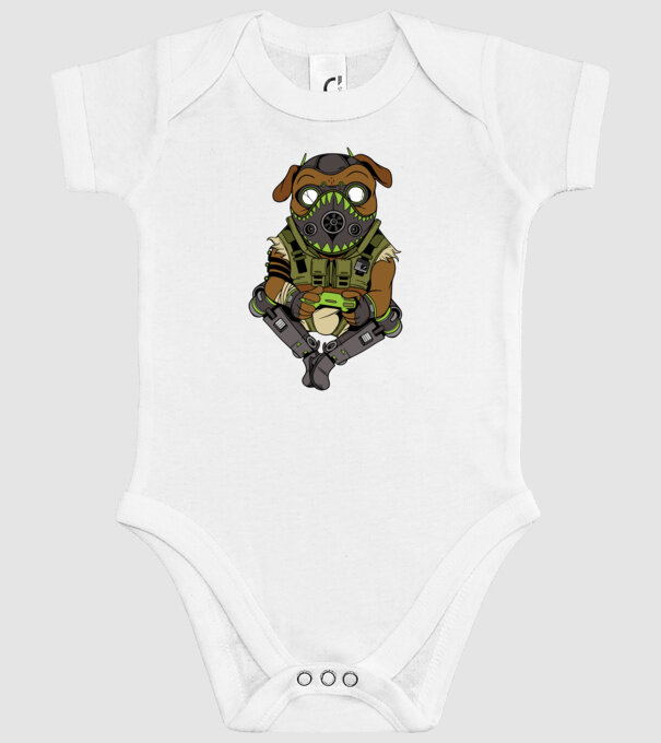 Mops Gamer model alb pe tricou