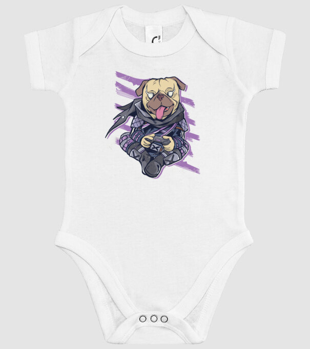 Mops Gamer tricou amuzant cu câine model alb pe tricou