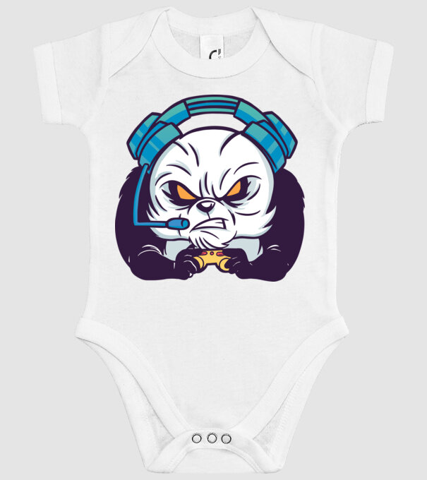 Gamer Panda model alb pe tricou