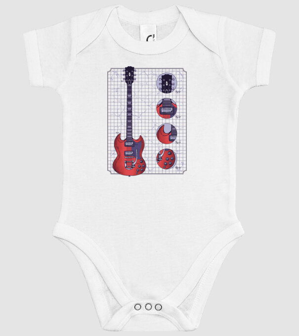 Gibson Chitară desen model alb pe tricou