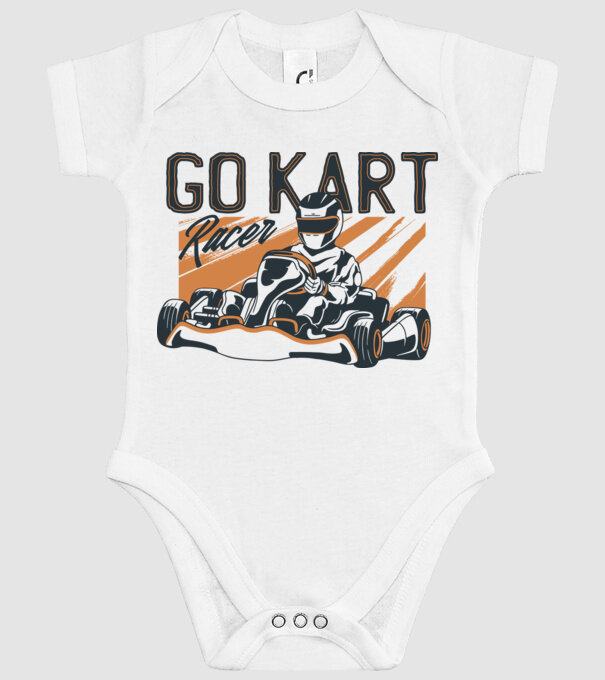 Concurent Go-kart model alb pe tricou
