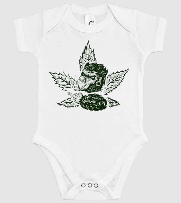 GORILĂ cannabis model alb pe tricou