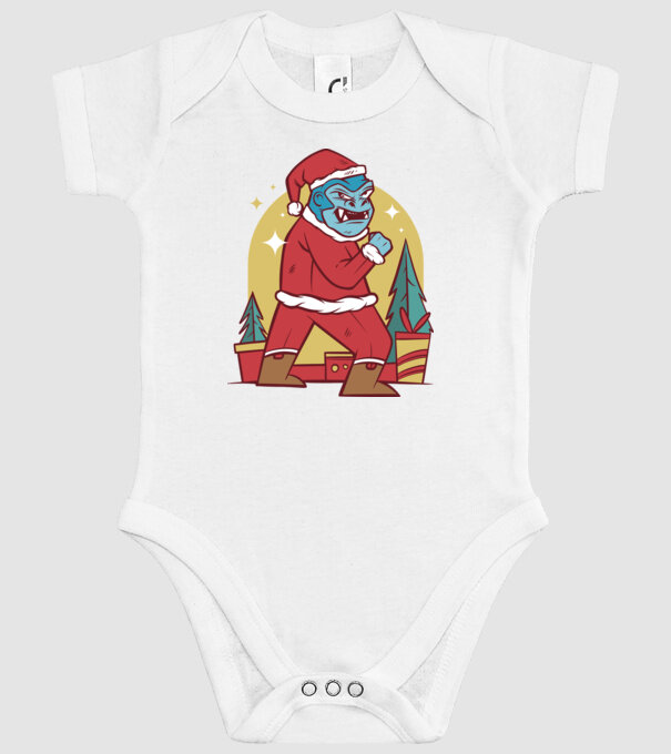 Gorila Santa model alb pe tricou