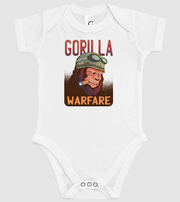 Gorilla Warfare model alb pe tricou