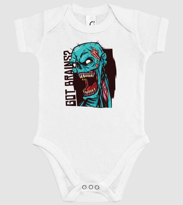 Got Brains? Cap Zombie model alb pe tricou