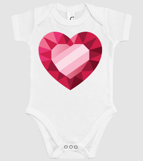 Inimă diamant model alb pe tricou