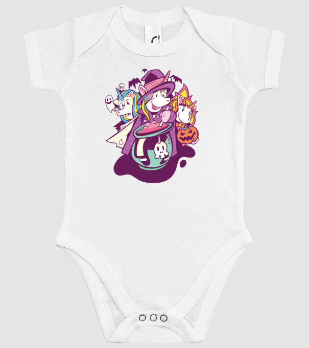 Unicorni Halloween model alb pe tricou