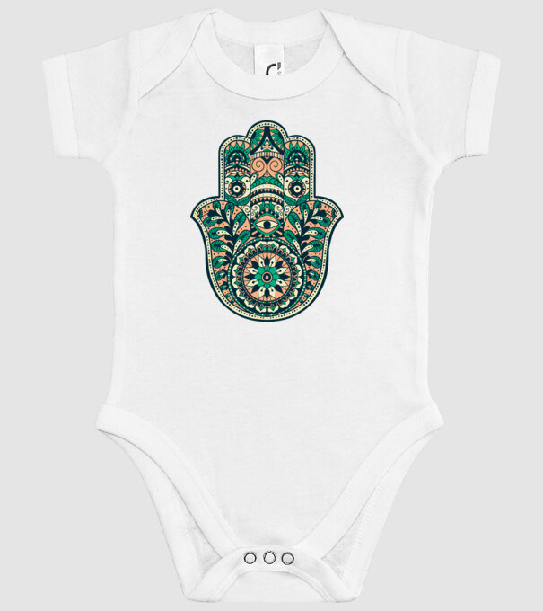 Mână Hamza - Mâna lui Dumnezeu Mandala model alb pe tricou