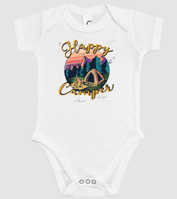 Happy Camper tricou camping model alb pe tricou