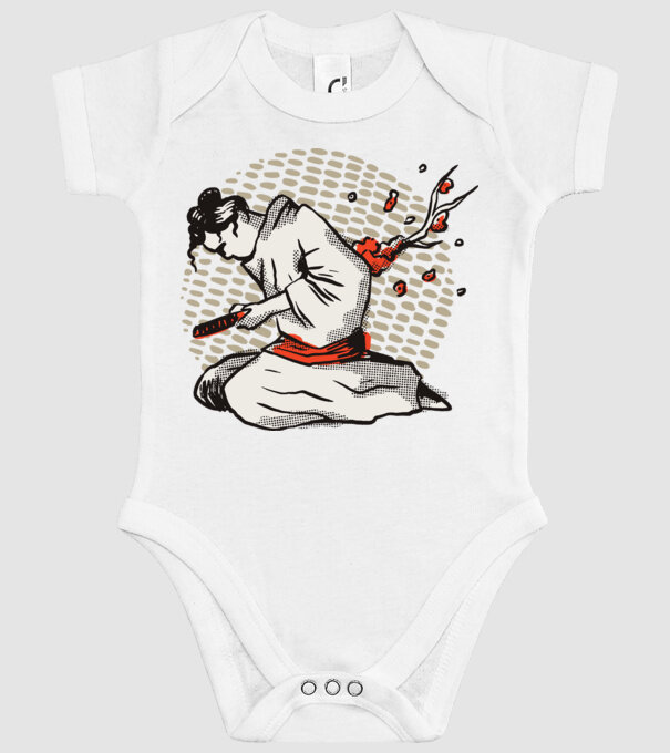 Samurai Harakiri model alb pe tricou