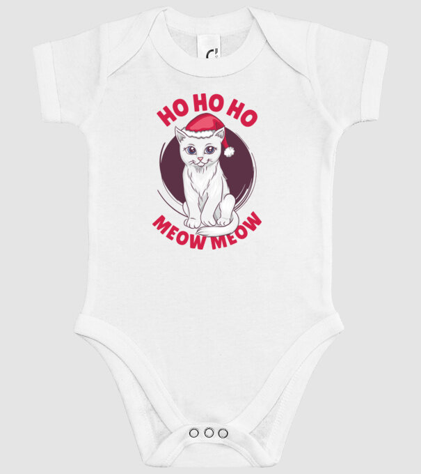 Ho Ho Ho Ho Ho Ho Ho Meow Meow Crăciun cu pisică model alb pe tricou