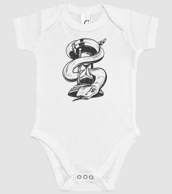 Șarpe clepsidră model alb pe tricou