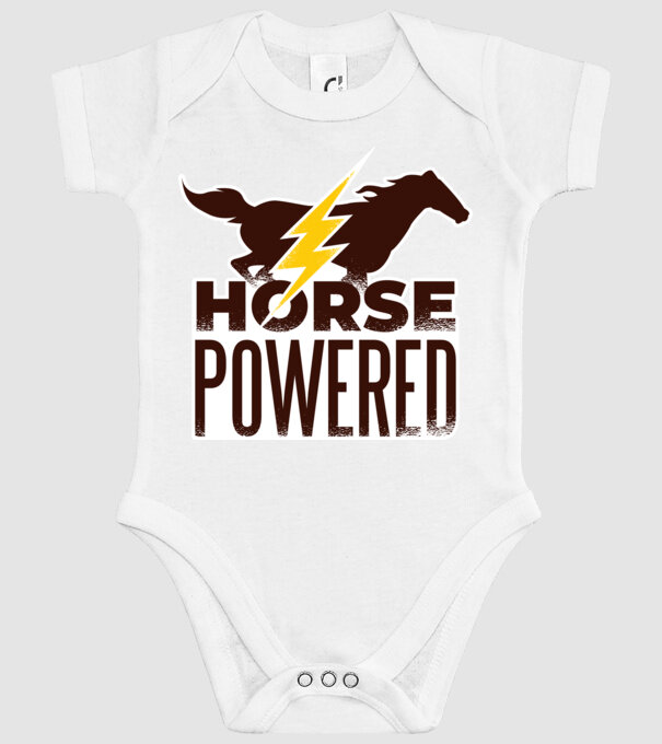 Horse Powered Cal-putere tricou călăreț model alb pe tricou