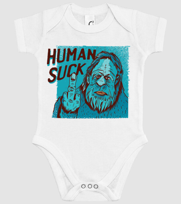 Human Suck - Yeti spune tricou amuzant antisocial model alb pe tricou
