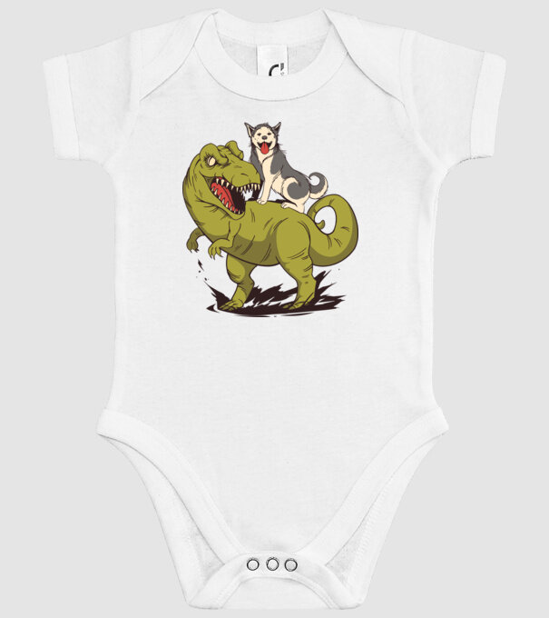 Dinozaur Husky model alb pe tricou