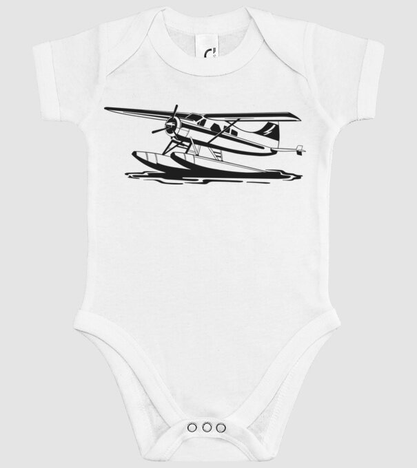 Hydroplane avion model alb pe tricou