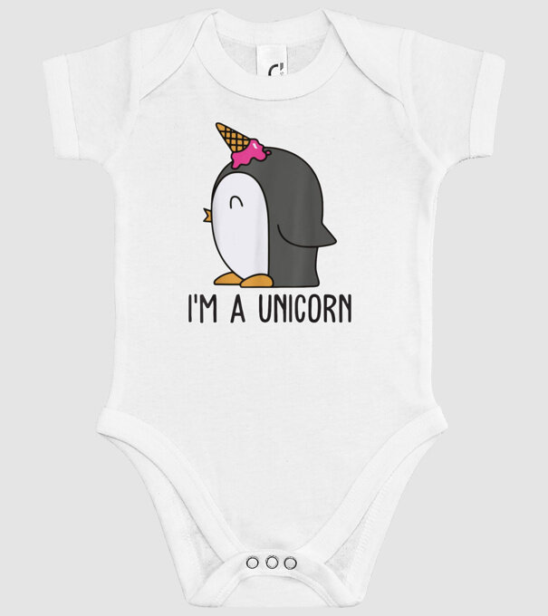 'I''m a unicorn - penguin' model alb pe tricou