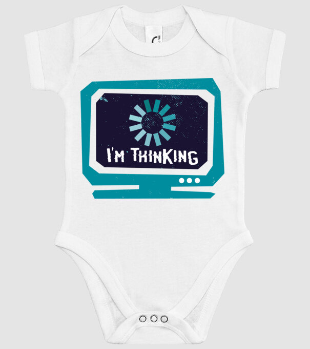 'I''m thinking Mă gândesc' model alb pe tricou