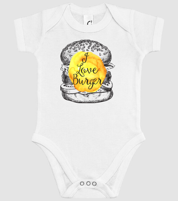 I love burger model alb pe tricou