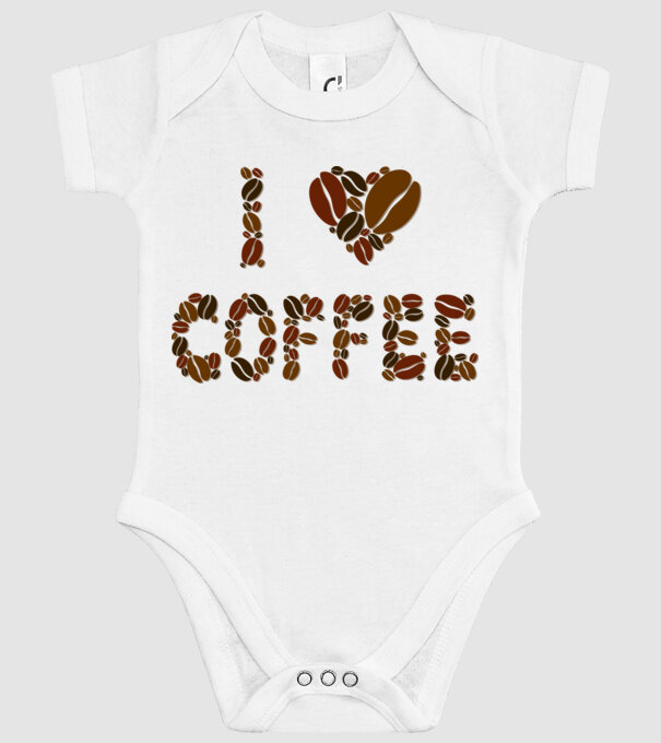 I Love Coffee model alb pe tricou