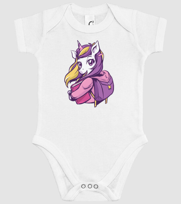 Școlăriță Unicorn model alb pe tricou