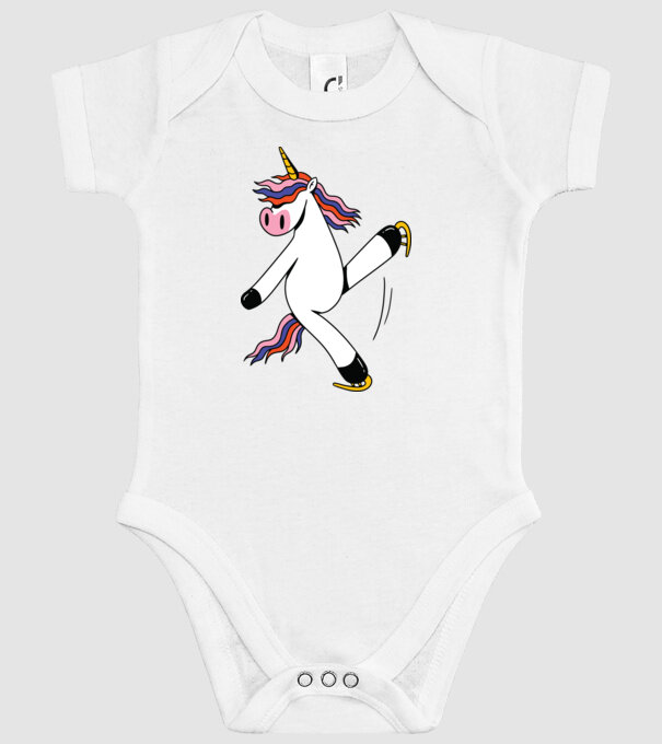 Unicorn cu Patine model alb pe tricou
