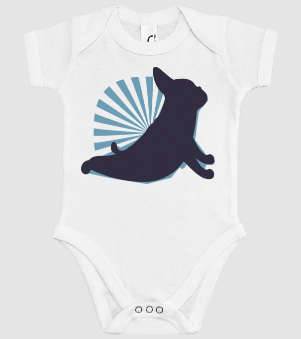 Mops Yoga model alb pe tricou