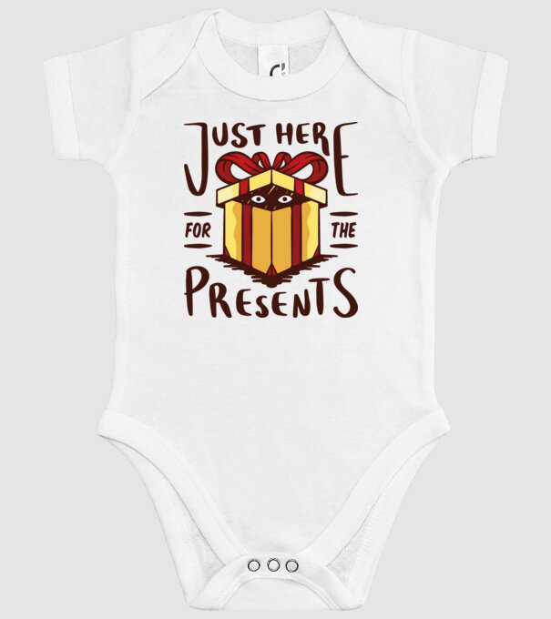 Just here for the presents tricou de Crăciun model alb pe tricou