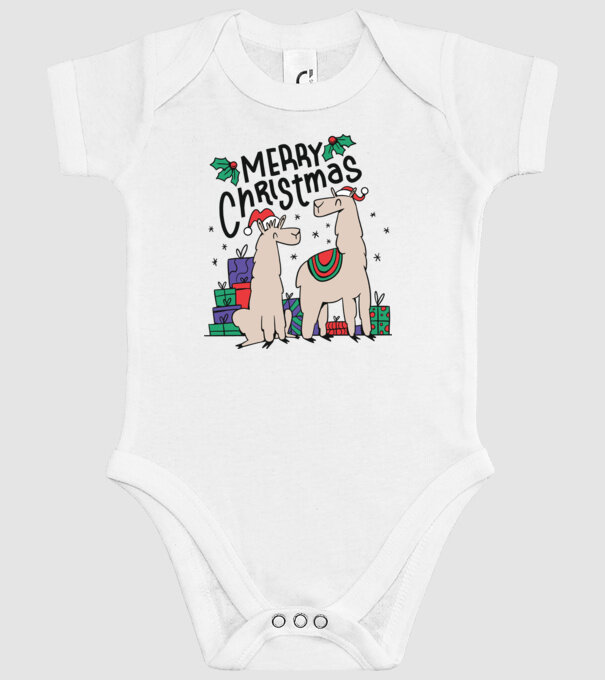 Alpaca de Crăciun model alb pe tricou