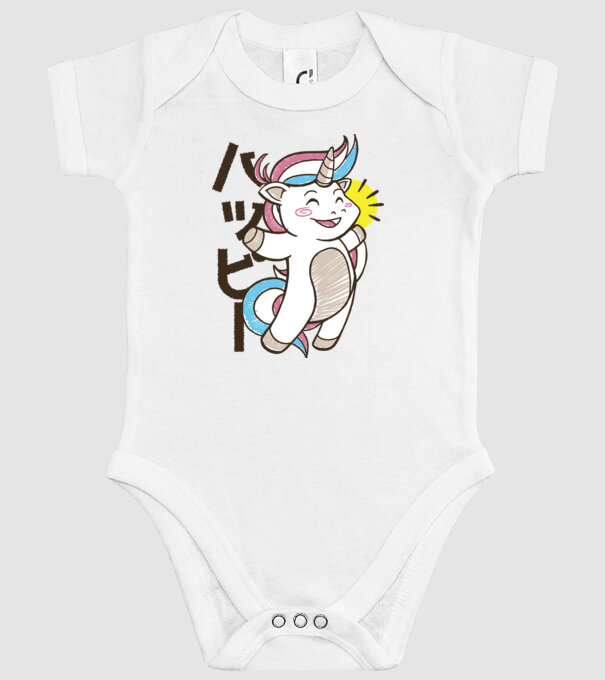 Kawaii unicorn model alb pe tricou