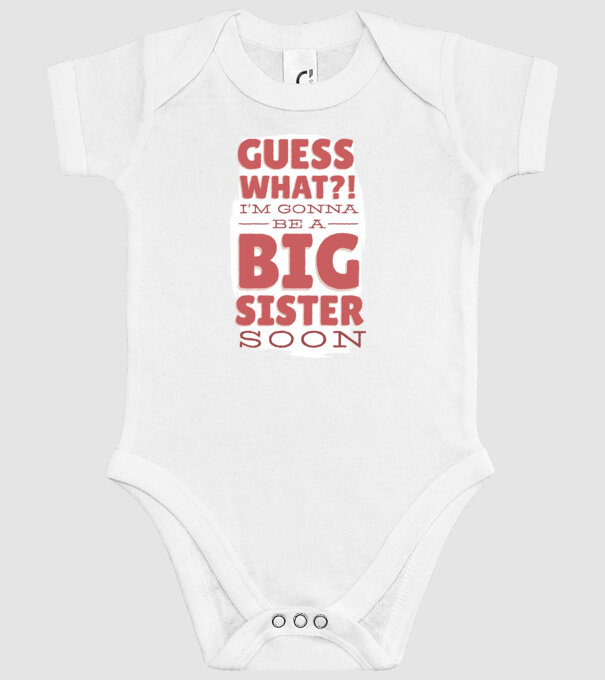 În curând voi fi sora mai mare model alb pe tricou