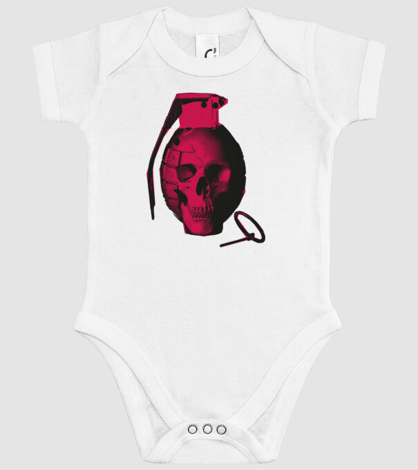 Grenadă de mână Craniu model alb pe tricou