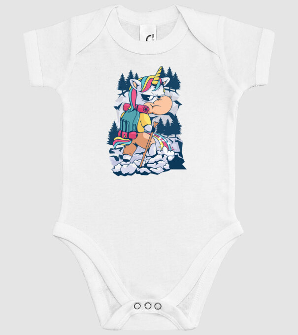 Unicorn excursionist pipi model alb pe tricou