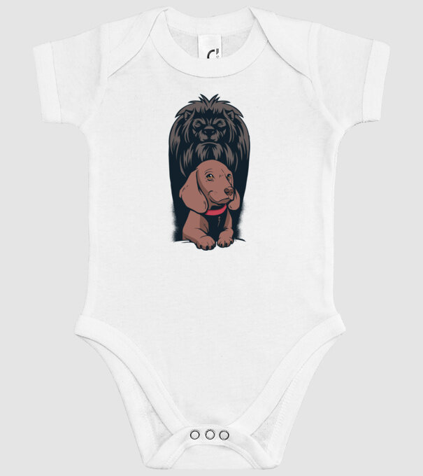Cățeluș Leu cu umbră model alb pe tricou