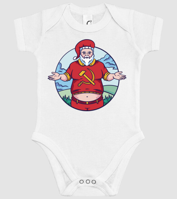 Moș Crăciun comunist model alb pe tricou